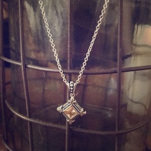 Silver Necklace with Amber Stone